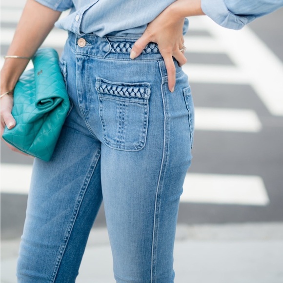 7 For All Mankind Medium Wash High Waisted Braided Skinny Jeans sz 27 - Picture 3 of 7